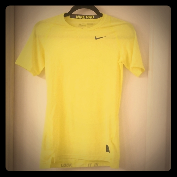 yellow nike compression shirt